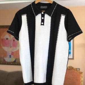 B&W Striped Classic Summer Polo Shirt.